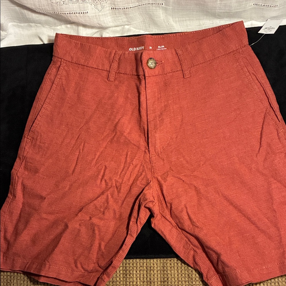 Old Navy Men's Linen Coral Flat Front Shorts